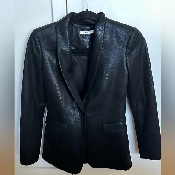 Alice and Olivia Macey Vegan Leather Blazer